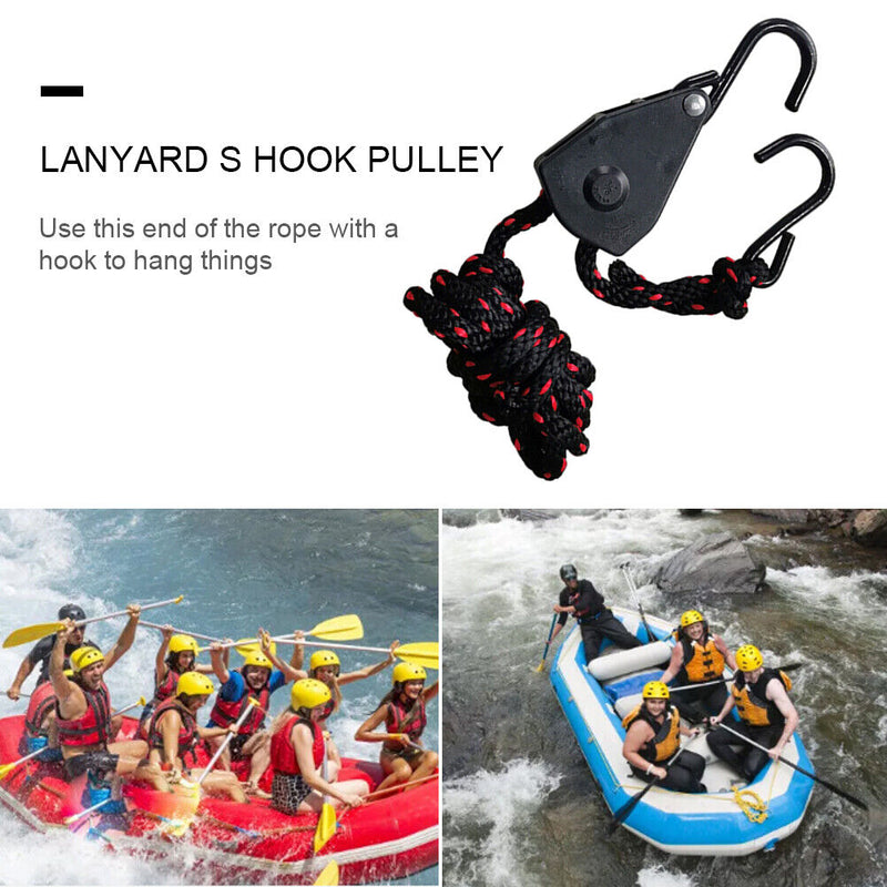 Adjustable Hanging Lanyard Tent Lamp Lifting Pulley Hook (3/8 inch Metal) Newly