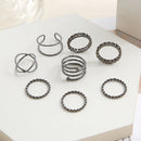 8pcs Punk Simple Rings Set Women Girl Geometric Stack Knuckle Ring Jewelry