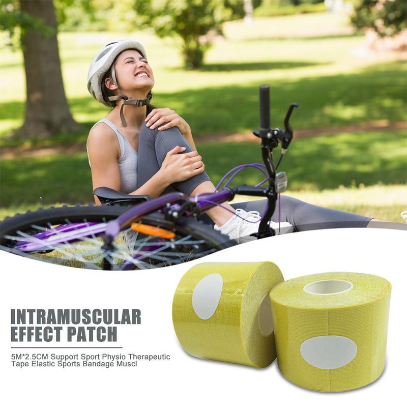 1 Roll 5mx2.5cm Tape Bandage Sports Fitness Roll Cotton Elastic Adhesive St