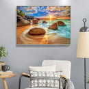 5D Diamond Painting DIY Sunrise beach Full Drill Round Rhinestone Newly