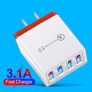 LED Mobile Phone Wall Chargers 4 Ports USB Tablet Charger Adapter (Red)