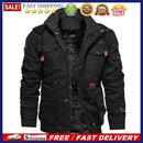 Men Long-Sleeves Casual Thicken Fleece Hooded Cotton Coat Pockets Zipper Jacket