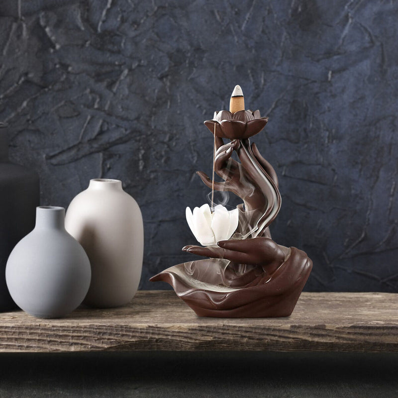 Buddha Lotus Backflow Incense Holder Smoke Waterfall Lotus Incense Holder Newly