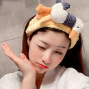 Plush Headband Women Stretch Wash Face Makeup Headwear Cartoon Animal Headdre