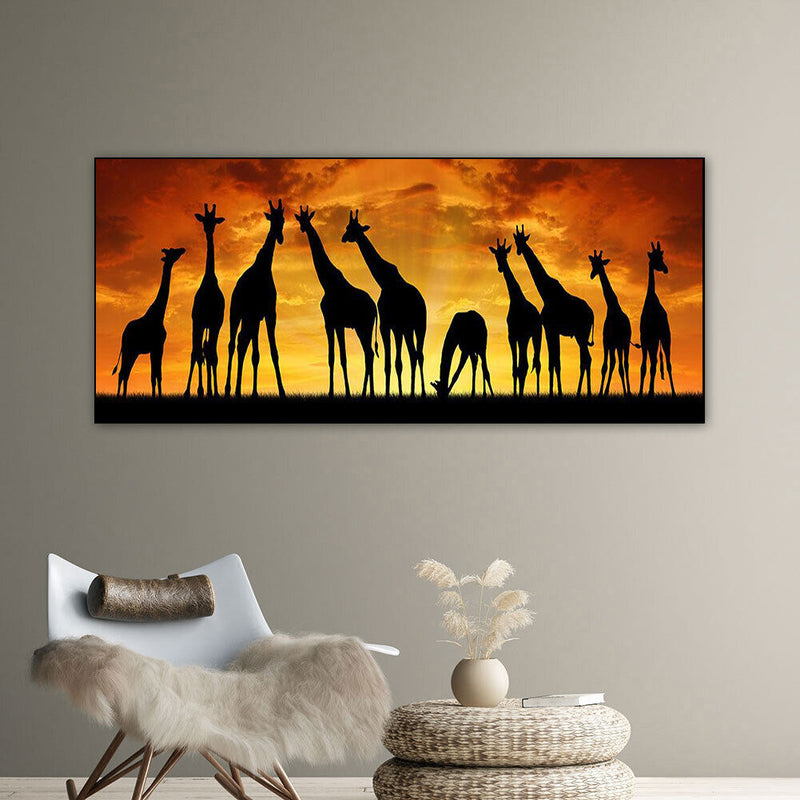 Giraffes at Sunset Oil Paint By Numbers Kits DIY Handpainted on Canvas Art