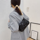 Ladies Pleated Pure Color Shoulder Underarm Bag Retro Women PU Small Handbags