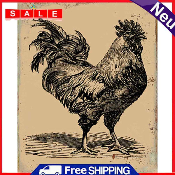 Frameless Oil Paint By Numbers DIY Rooster Picture Craft for Home Living Room