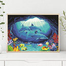 Painting By Numbers Kit DIY Sea Dolphin Hand Painted Canvas Oil Art Picture