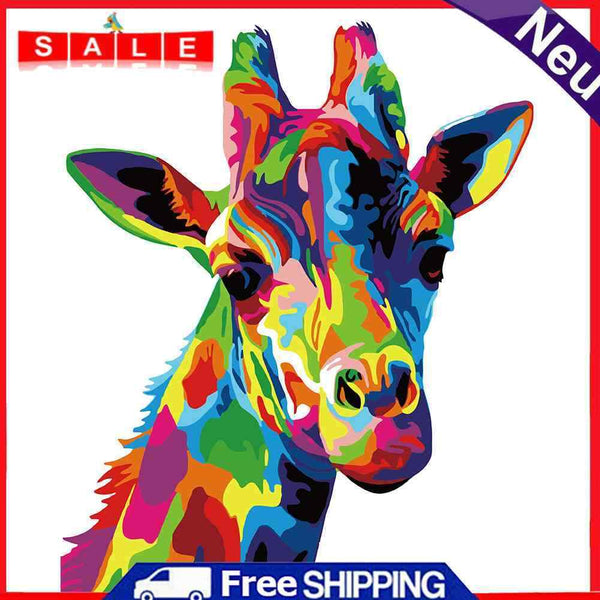 Frameless DIY Hand Painted Color Giraffe Painting By Numbers Picture Wall Decor