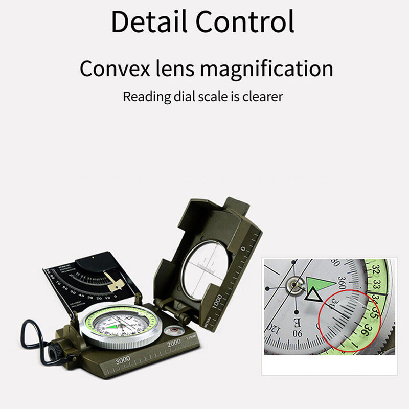 Waterproof Portable Tilt Meter Compass for Camping and Hiking