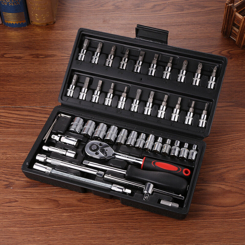 46pcs Socket Wrench Set Ratchet Spanner Multi-functional Car Repair Tool