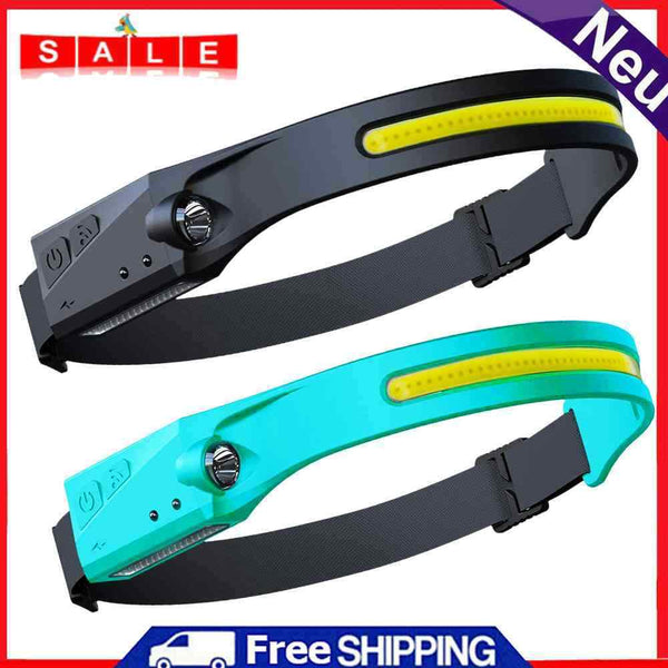 2x LED COB Headlamp Flashlight Running Camping Rechargeable Waterproof Headlight