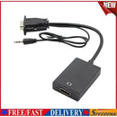 VGA Male to HDMI-compatible Female Adapter Converter with 3.5mm Audio Input