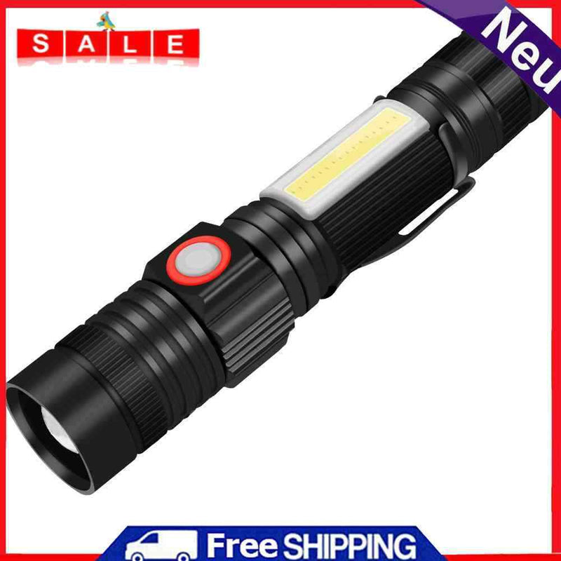 COB Work Flashlight 4 Mode Waterproof Zoom Torch for Outdoor Camping Emergency