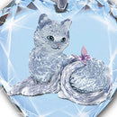 Cat Pattern Pendant White Crystal Women's Necklace Heart Shaped Jewelry