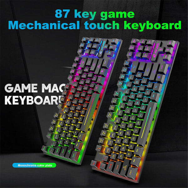 K16 87 Keys RGB Mechanical Gaming Keyboard Wired Backlit for Gamer PC Laptop