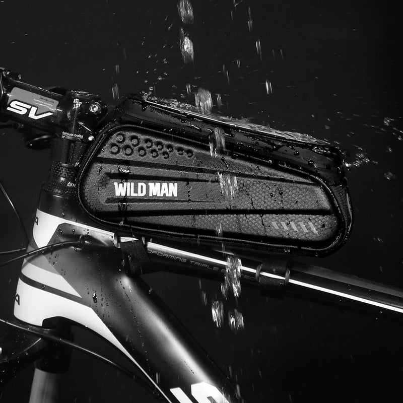 WILD MAN Hard Shell MTB Bike Bags Waterproof Touch Screen Top Tube Phone Case