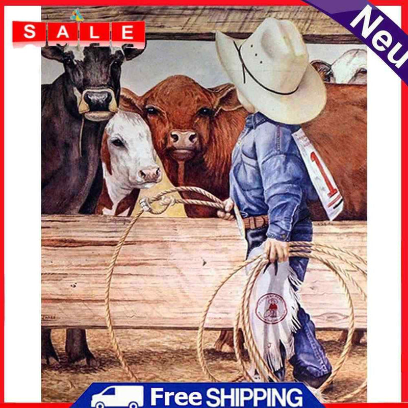 5D Diamond Painting Cowboy Full Round Diamond Rhinestone Set