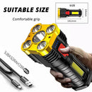 Strong USB Rechargeable Flashlight 500LM COB Outdoor Camping Fishing Light Newly
