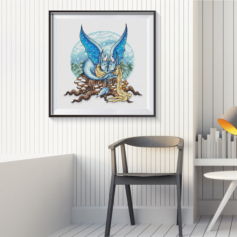 14CT Counted Full Cross Stitch DIY Cartoon Dragon Hand Paint Room Decor 40x40cm
