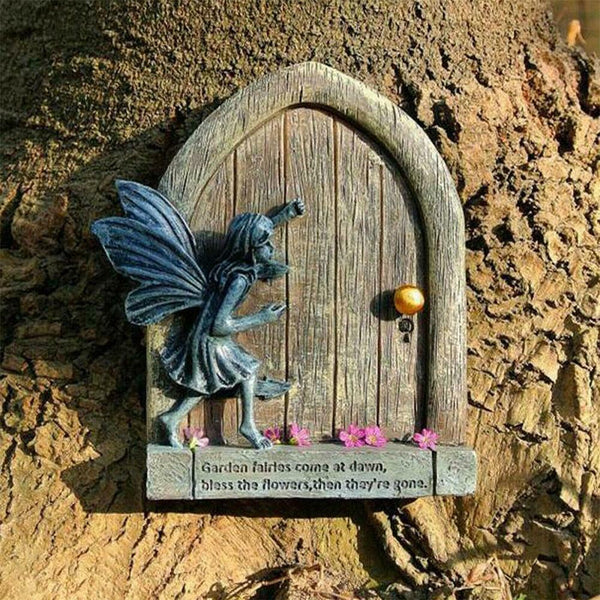 Fairy Door Fairies Sculpture Elf Statues Outdoor Wall Garden Outdoor Hot K7O0