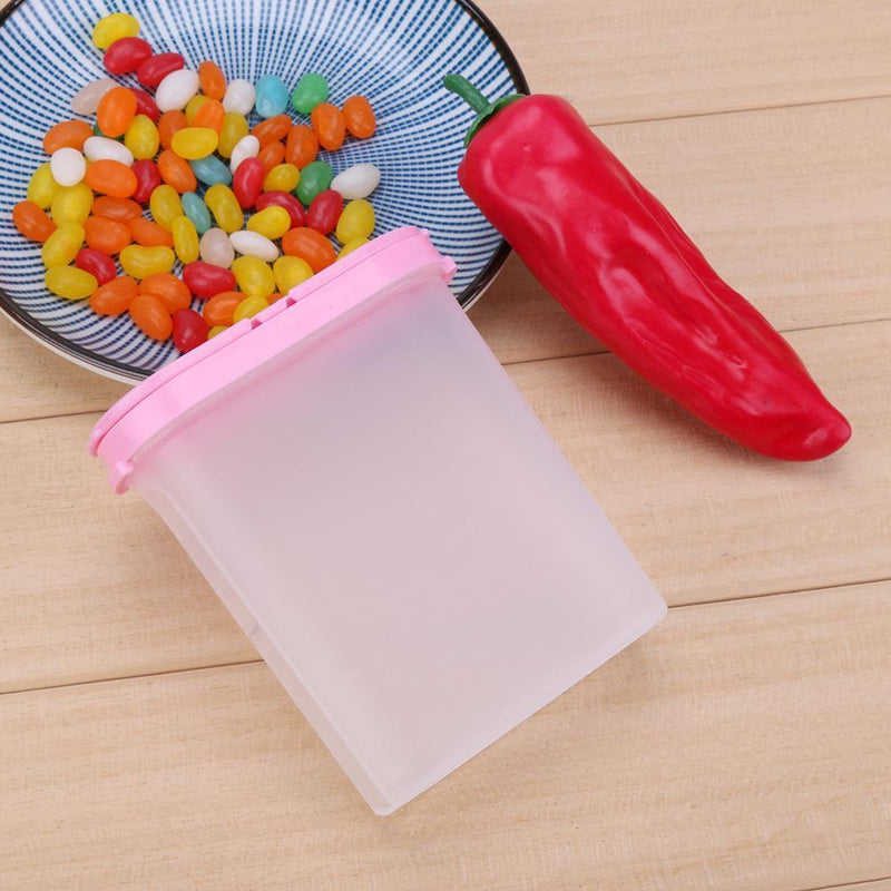 Clear Seasoning Pot Cans Spice Rack 2 Lid Condiment Bottles Box(Pink) Newly