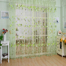Tulip Flower Yarn Sheer Window Curtain Scarf Drapes for Bedroom (Green)