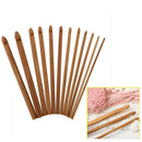12pcs Craft Yarn Handle Weave 3-10mm Bamboo Crochet Hook Needle
