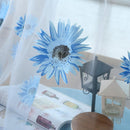 Sunflower Print Window Door Curtain Tulle Curtains for Living Room (Blue)