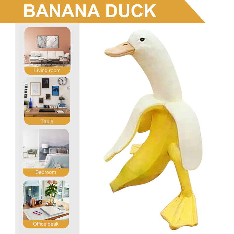 Banana Duck Art Statue Whimsical Peeled Banana Duck Decoration for Garden Yard