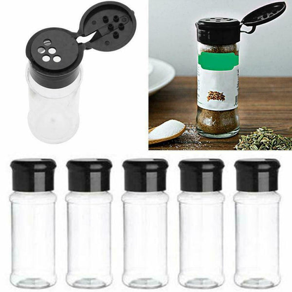 Spice Jars Clear Plastic Storage Container Screw Top Pots Lids Food D8U0