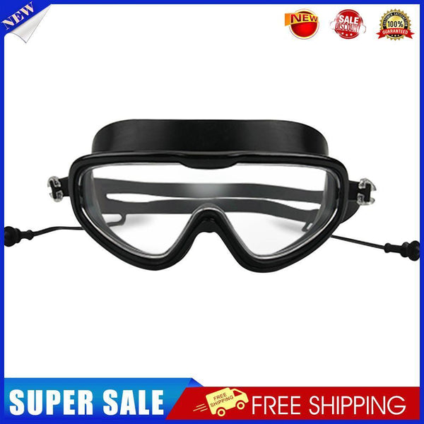 Swimming Goggles with Earplugs Waterproof Adults Diving Eyewear (Black)2x