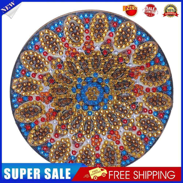 5D DIY Diamond Painting Mandala Wooden Round Coaster Cup Cushion (AA1058-2)