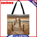 LI Q P R Beach Landscape Shopping Bag, Printed, Casual, Large Capacity,