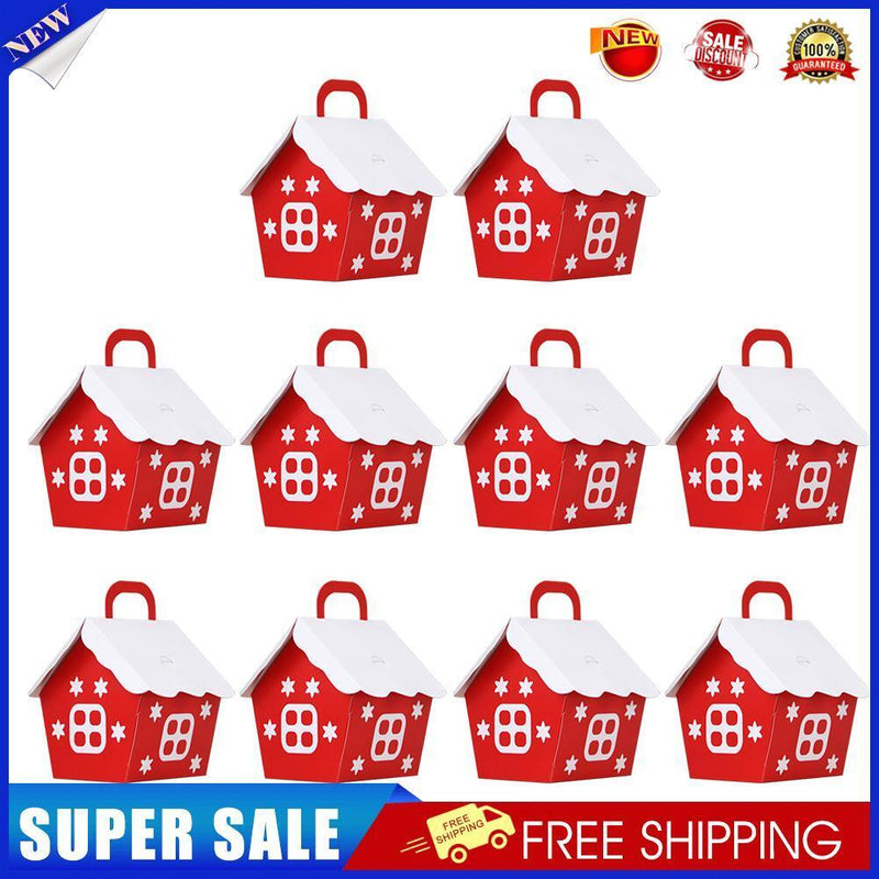 10pcs Christmas House Candy Packaging Box Kids Birthday Gifts Cartons (B)