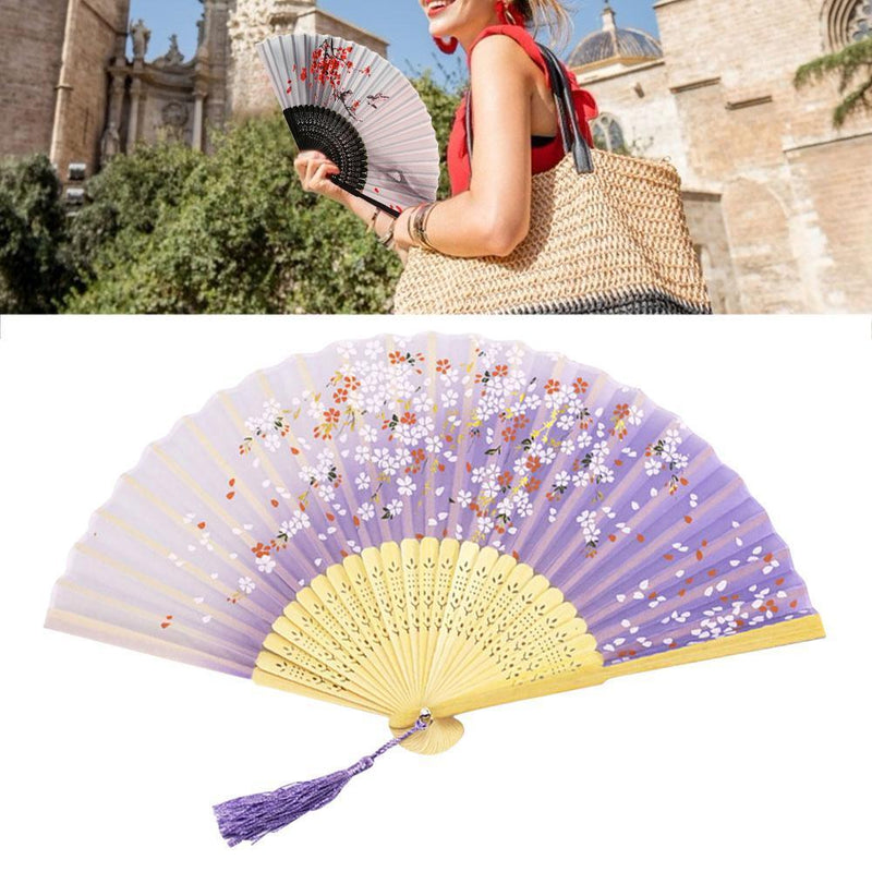 Chinese Style Silk Folding Fan Party Ornaments Dance Hand Fans (Style 2)