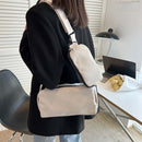 2 in 1 Crossbody Shoulder Bags Nylon Casual Sport Pillow Purse (White)