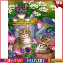 5D Diamond Painting Kit Flowerpot Cat Full Round Drill DIY Wall Art (VY001)