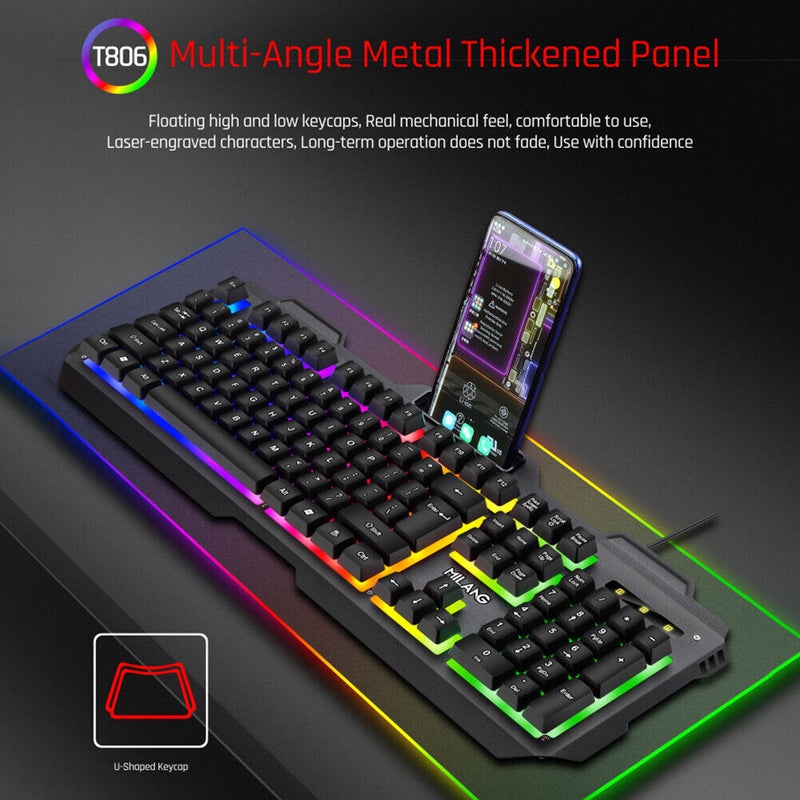 #A Practical Waterproof USB Wired Gaming Keyboard + Mouse Combos Backlit Keycaps
