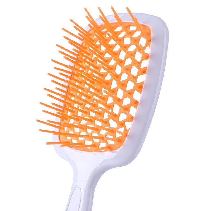 Wide Teeth Air Cushion Comb Scalp Massage Salon Hair Brush (White Orange)