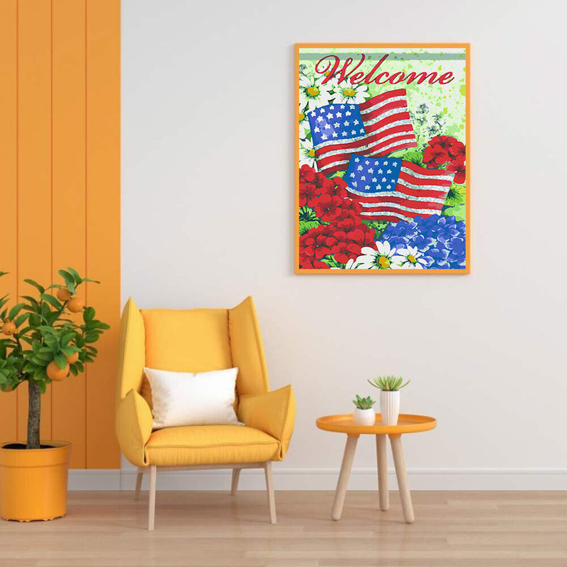 DIY Paint by Number Kit Artcraft Unique Gift Flower and Banner Kill Time Tools