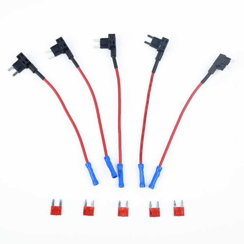 5pcs Car Mini Blade Fuse Holder Add-A-Circuit Fuse TAP Adapter with 5 Car Fuses