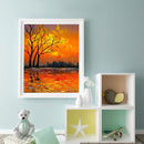 Paint By Numbers DIY Lake Sunset Painted on Canvas Oil Picture Craft Wall Decor