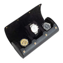 Portable 3 Slots Watch Storage Case Retro Watches Box Holder Stand (Black) Newly