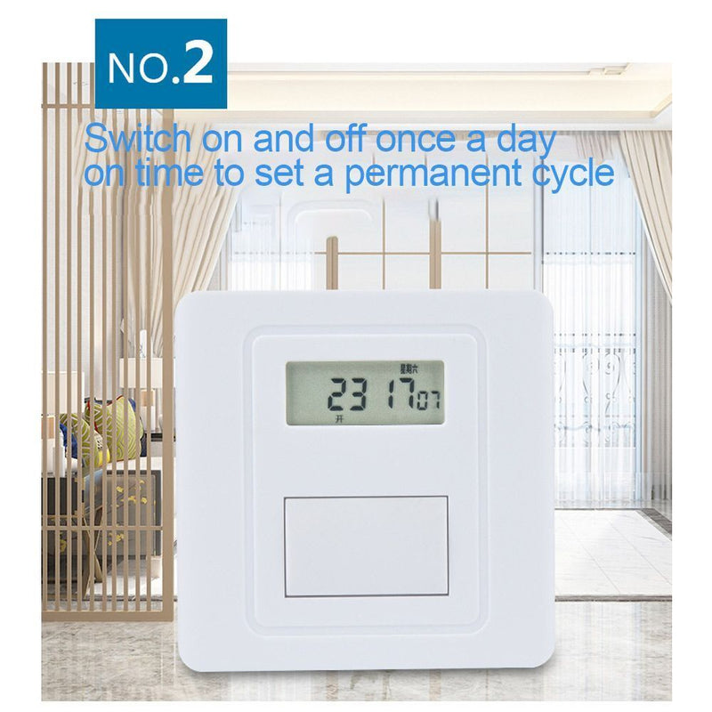 Wall LCD Display Digital Timer Switch 24 Hour Cyclic Timer Countdown Timer