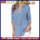 Cotton Casual Women Plaid Loose Blouse Female Long Sleeves Buttoning T-shirt