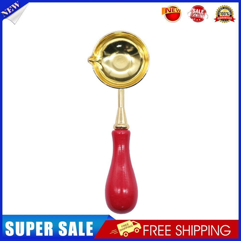 Sealing Wax Spoon Solid Wood Retro Wax Spoons Decorative Stamp Craft (Red)