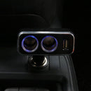 Car Cigarette Lighter Socket Splitter USB Charger Adapter for Phone (Black)