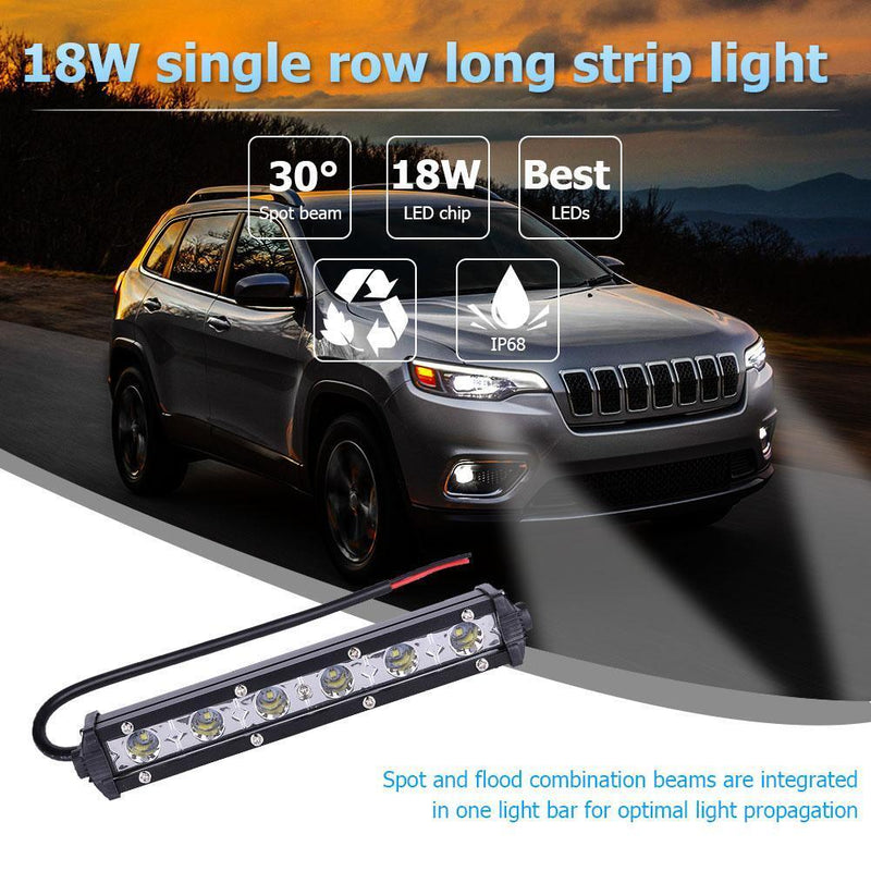 18W 6000K LED Work Light Bar Lamp Waterproof Fog SUV Driving Sch