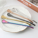 Stainless Steel Spoon Tea Filter Drinking Straw Bar Accessories (Black) Newly